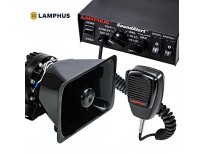 LAMPHUS SoundAlert Siren & Speaker PA System [100W] [6 Modes] [Heavy Duty] [120-130dB] [Microphone] [Hands-Free] [Dual 20A Switches] Emergency Horn Sound System for Police Cars & Fire Trucks