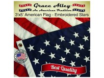 Grace Alley American Flag: American Made 3x5 FT US Flag Made In USA - Embroidered Stars and Sewn Stripes. This American Flag Meets US Flag Code.