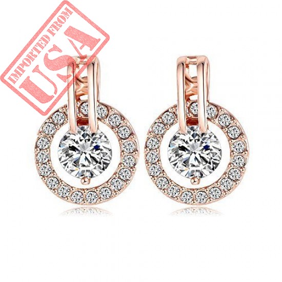 Buy NYKKOLA 18k Rose Gold Plated Circle Halo Stud Earring Online in Pakistan