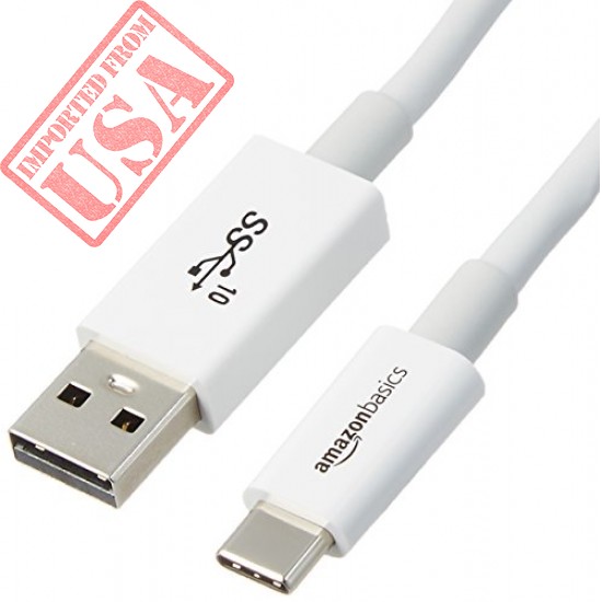 AmazonBasics USB Type-C to USB-A Male 3.1 Gen2 Cable - 3 Feet (0.9 Meters) - White