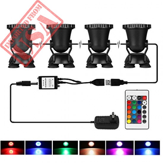 Buy Lemon Best Set of 4 Remote Control 36 LED Submersible Lamp Underwater Aquarium Spot imported from USA