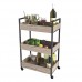 Roomfitters 3 Tier Rolling Utility Storage Cart, Kitchen Serving Bar Cart, Multipurpose Bathroom Nursery, Oak