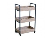 Roomfitters 3 Tier Rolling Utility Storage Cart, Kitchen Serving Bar Cart, Multipurpose Bathroom Nursery, Oak