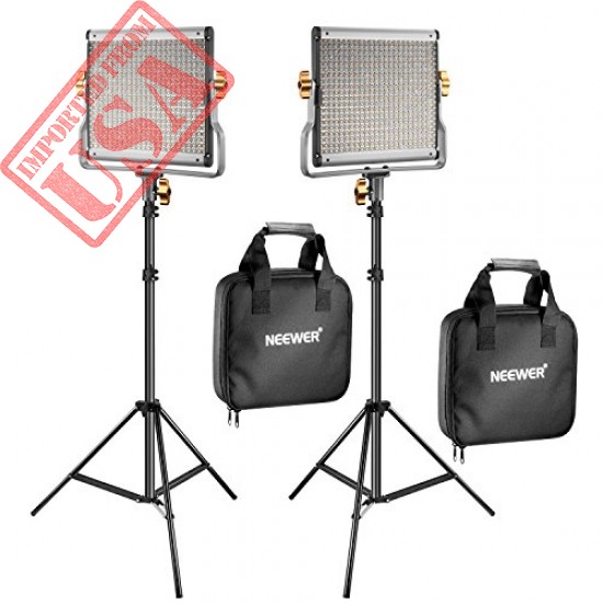 Neewer 2 Packs Dimmable Bi-Color 480 LED Video Light and Stand Lighting Kit Includes: 3200-5600K CRI 96+ LED Panel with U Bracket, 75 inches Light Stand for YouTube Studio Photography, Video Shooting