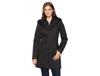 Lark & Ro Women's Shawl Collar Quilted Jacket, Black, Large