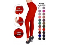 SATINA High Waisted Leggings – 22 Colors – Super Soft Full Length Opaque Slim (Plus Size, Red)