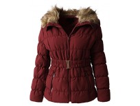 Hat and Beyond EC Womens Quilted Faux Fur Lined Belted Coat (Small/gj1133_mulbery)