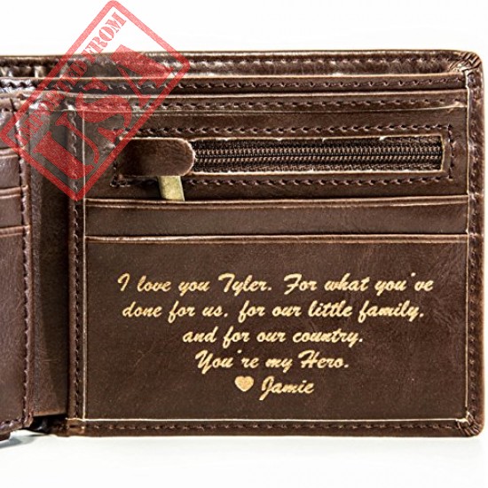 BUY PERSONALIZED MENS WALLET - LEATHER WALLET, THE PERFECT MENS GIFT, BOYFRIEND GIFT, FATHER'S DAY GIFT OR GROOMSMEN GIFT - PERSONALIZED GIFTS FOR MEN: A BIFOLD WALLET WITH ID SLEEVE AND COIN POCKET IMPORTED FROM USA