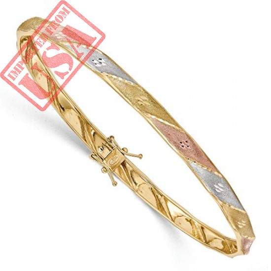 Buy ICE CARATS 14kt Yellow Gold White Rose Flex Bangle Bracelet Online in Pakistan