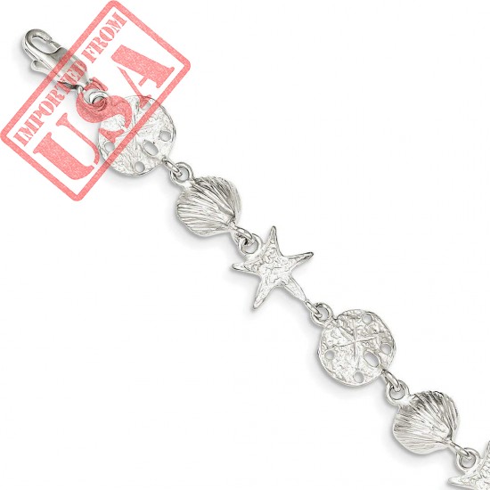 Buy ICE CARATS 925 Sterling Silver Sea Shell Mermaid Nautical Jewelry Bracelet Online in Pakistan