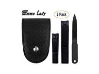 Nail Clippers Set 2PCs Fingernail and Toenail Clippers, Stainless Steel Nail Cutter with Nail Clipper File & Pouch by Emmo Lady (Black)