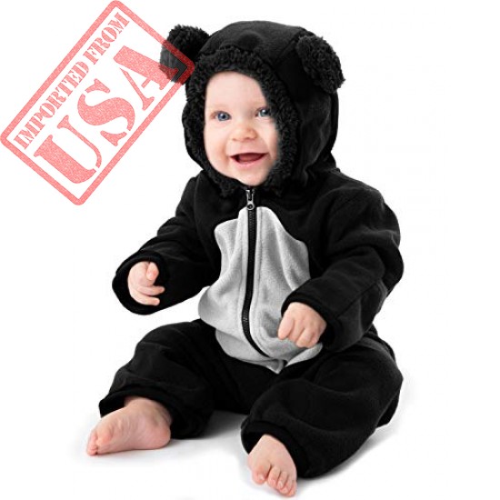 funzies baby bunting fleece hooded romper bodysuit bearblack shop online in pakistan