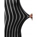 Tight Fit Pinstripe Print Body-Con Tube Midi Dress Black 3XL