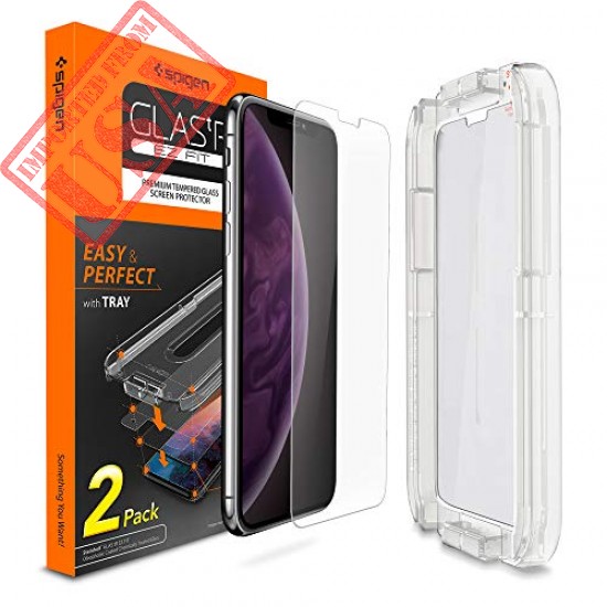 Spigen Tempered Glass Screen Protector [with Installation Kit] Designed for iPhone Xs Max (2 Pack) - Sensor Protection